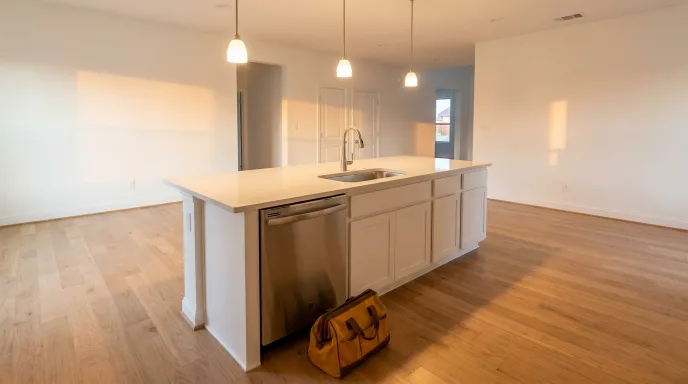 Built-in dishwasher with the door open in a kitchen